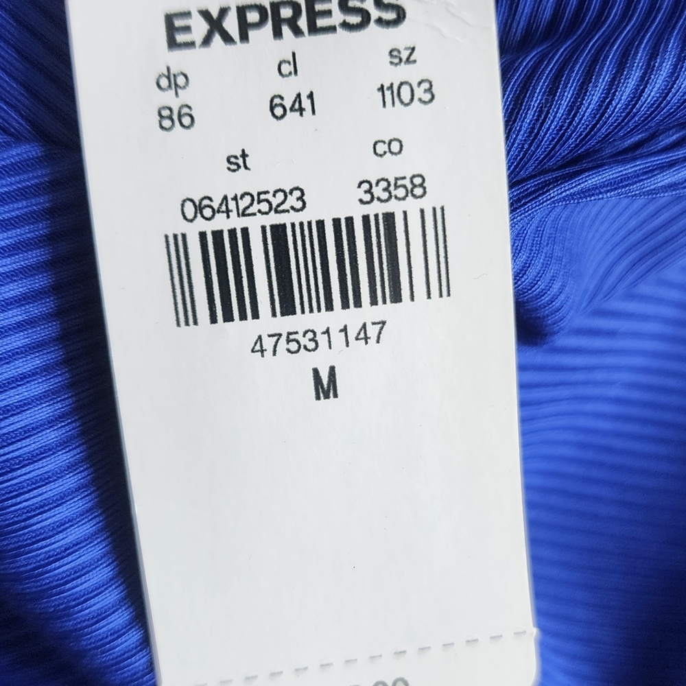 Express Vibrant Blue Ribbed Top - Picture 4 of 5
